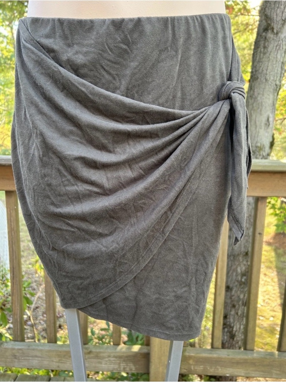 Windsor Gray Draped Skirt with Knot Accent